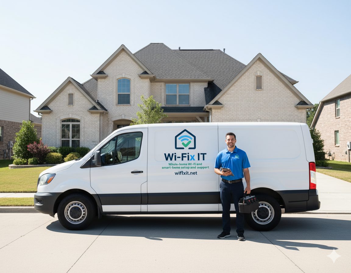 Wi-Fix IT installer arriving for a Kyle Wi-Fi service visit